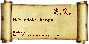 Mándoki Kinga névjegykártya