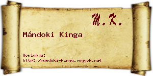 Mándoki Kinga névjegykártya